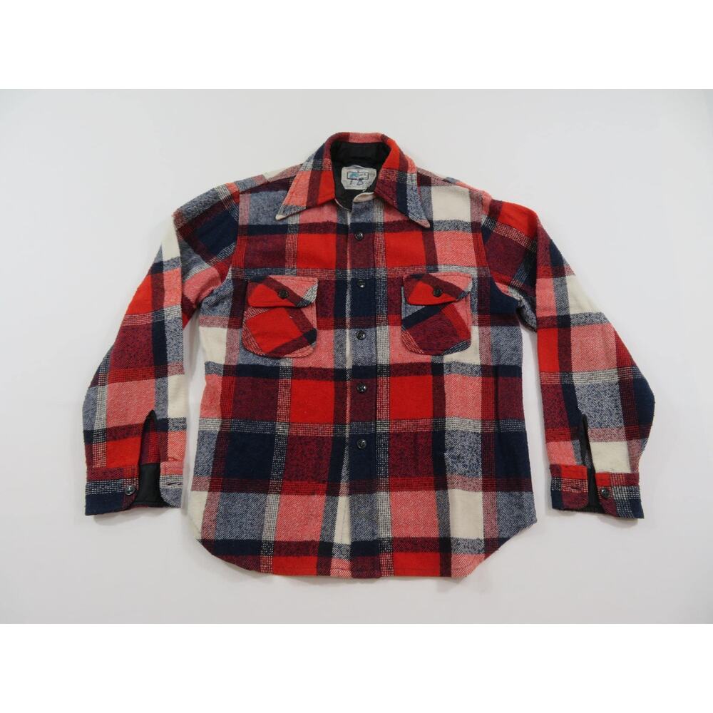 Kmart Flannel Shirt, Wool Blend, Red Plaid Womens Sz L 16/18 1980s